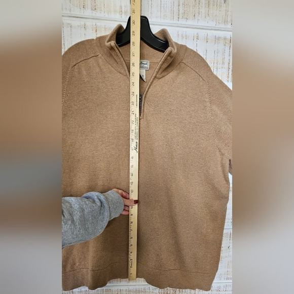 L.L. Bean Mens‎ 1/4 Zip Sweater Size XL Regular Cotton Cashmere Blend Ribbed - Picture 9 of 11